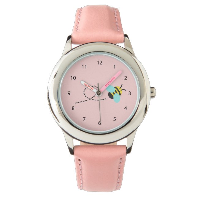 Niedliche Hummel, für Mädchen Armbanduhr (Vorderseite)
