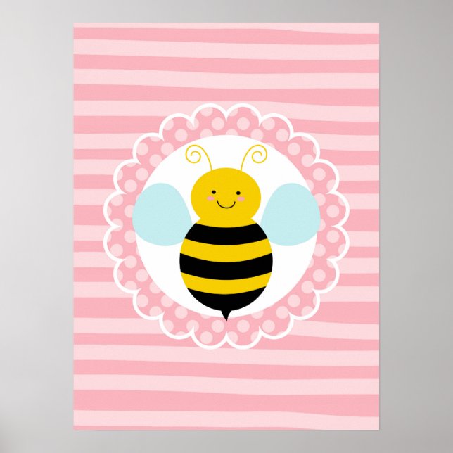 Niedliche Hummel - rosa Gelb Poster (Vorne)