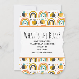 Niedliche Hummel und Regenbogen Muster Babydusche Save The Date