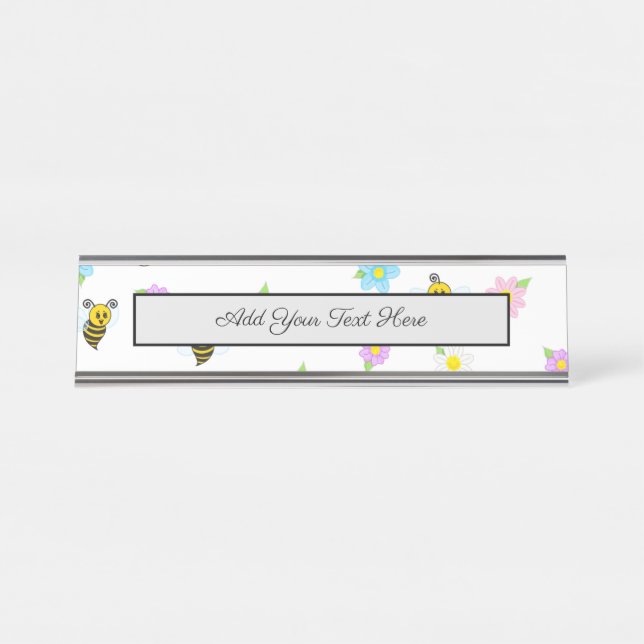 Niedliche Hummelblüte Gelbe Hummelblüte Schreibtischnamensplakette (Vorderseite )
