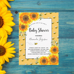 Niedliche Hummelgelbe Sonnenblumen Babydusche Postkarte