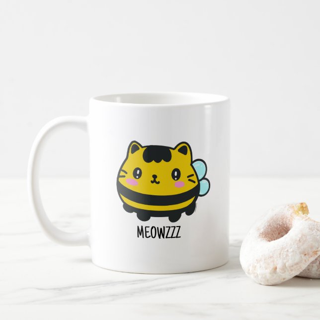 Niedliche Hummelkatze Kaffeetasse (Mit Donut)