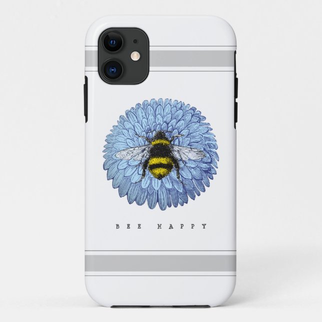 Niedliche Hummeln auf Blaue Blume Case-Mate iPhone Hülle (Rückseite)