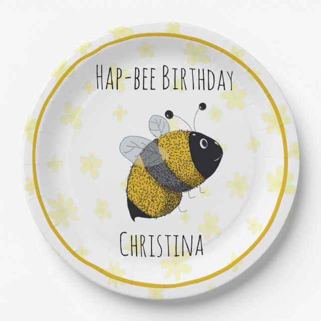 Niedliche Hummeln Gelb und Schwarz | HapBee Birthd Pappteller (Vorderseite)