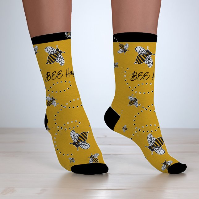 Niedliche Hummeln-Honigbienen Gelb & Schwarz Socken (Von Creator hochgeladen)