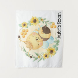 Niedliche Hummeln und Sonnenblumen Wandteppich