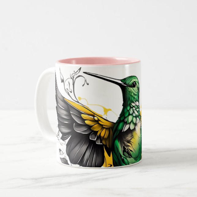 Niedliche Hummingbird-Küchensammlung Zweifarbige Tasse (Vorderseite Links)