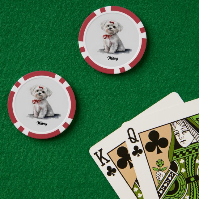 Niedliche Hundabbildung - Maltesisch Pokerchips (Pokertisch (doppelt))