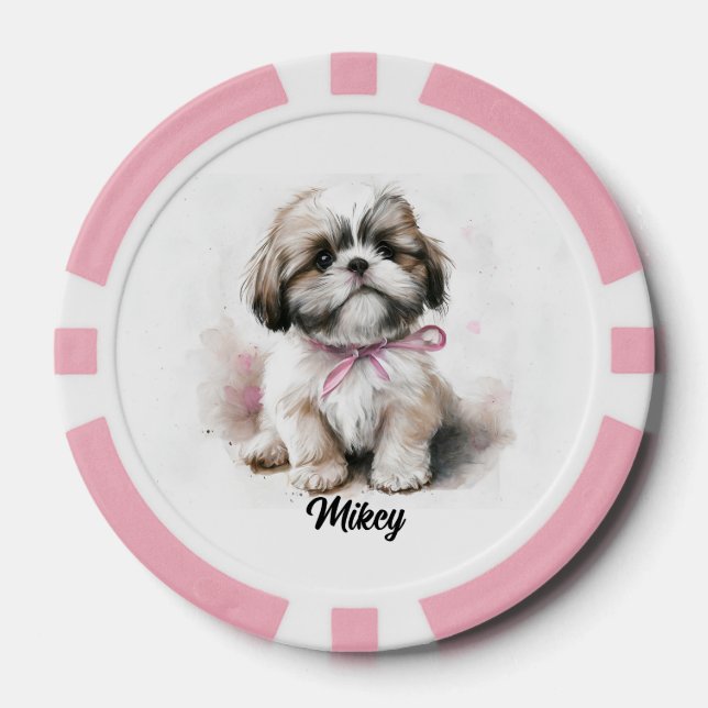 Niedliche Hundabbildungen - Shih Tzu Pokerchips (Vorderseite)