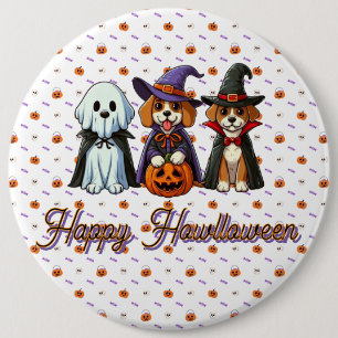 Niedliche Hunde als Gespenst, Hexe & Vampire Button