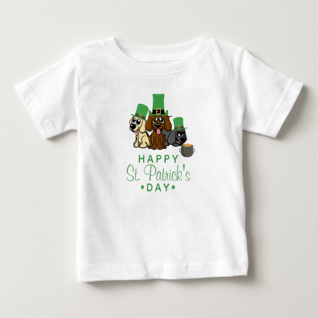 Niedliche Hunde am St. Patrick's Day Leprechaun Ha Baby T-shirt (Vorderseite)