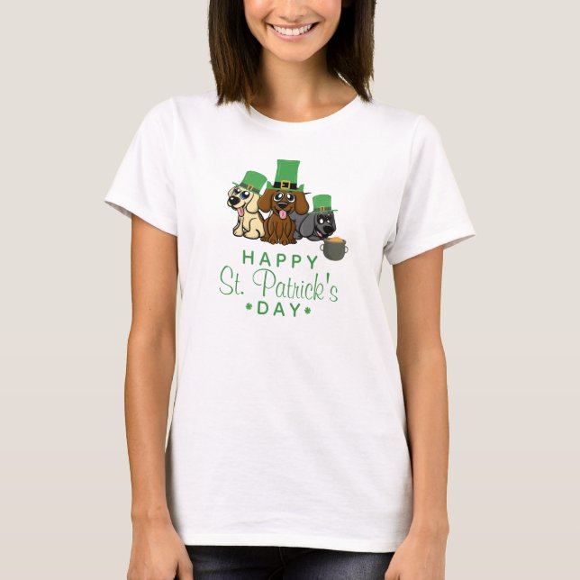 Niedliche Hunde am St. Patrick's Day Leprechaun Ha T-Shirt (Vorderseite)