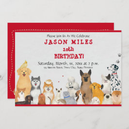 Niedliche Hunde auf der Geburtstagsparty Einladung