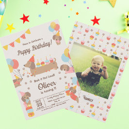 Niedliche Hunde Dackel Geburtstag Pawty Einladung