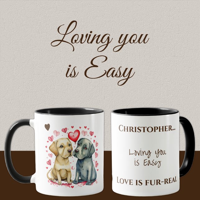 Niedliche Hunde, die einen personalisierten Namen  Tasse (Von Creator hochgeladen)