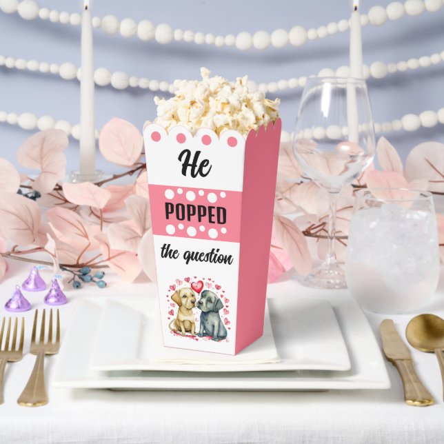 Niedliche Hunde, die er die Frage Pink Popcorn Geschenkschachtel (Hochzeit)