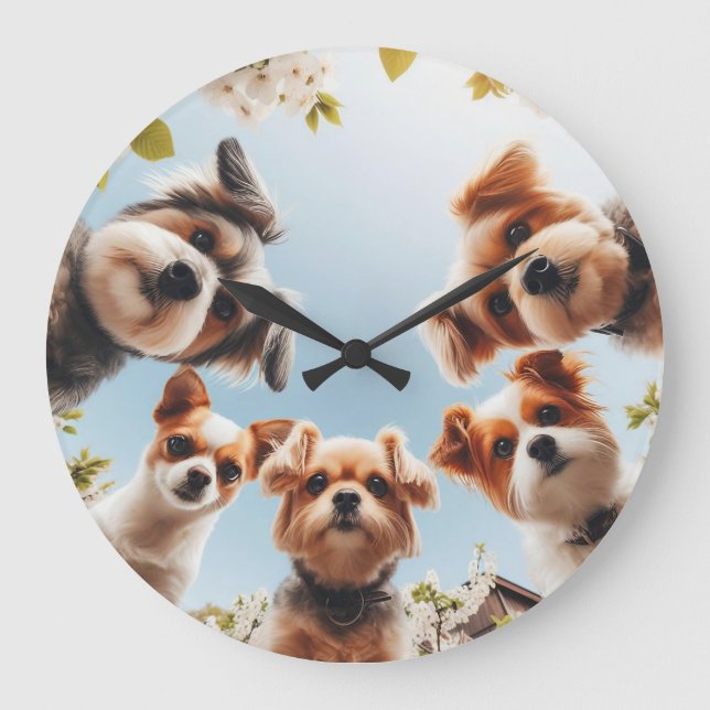 Niedliche Hunde Funny Dog Wall Uhr (Vorderseite)