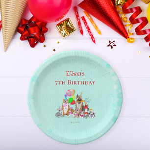 Niedliche Hunde Geburtstagsfeier Lasst uns beißend Pappteller