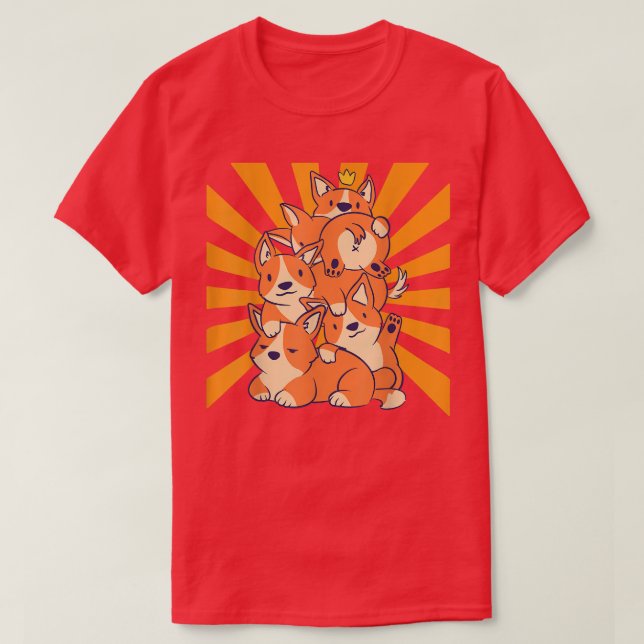 Niedliche Hunde gestackt Corgi T-Shirt (Design vorne)