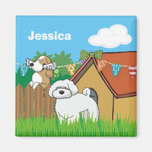Niedliche Hunde-Haus Nachbarn Cartoon Personalisie Magnet