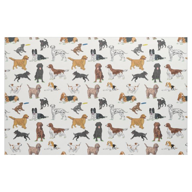 Niedliche Hunde-Illustrationsmuster Stoff (Fat Quarter (45,7 x 55,9 cm))