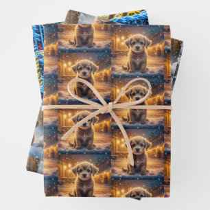 Niedliche Hunde im Schnee Weihnachten Geschenkpapier Set
