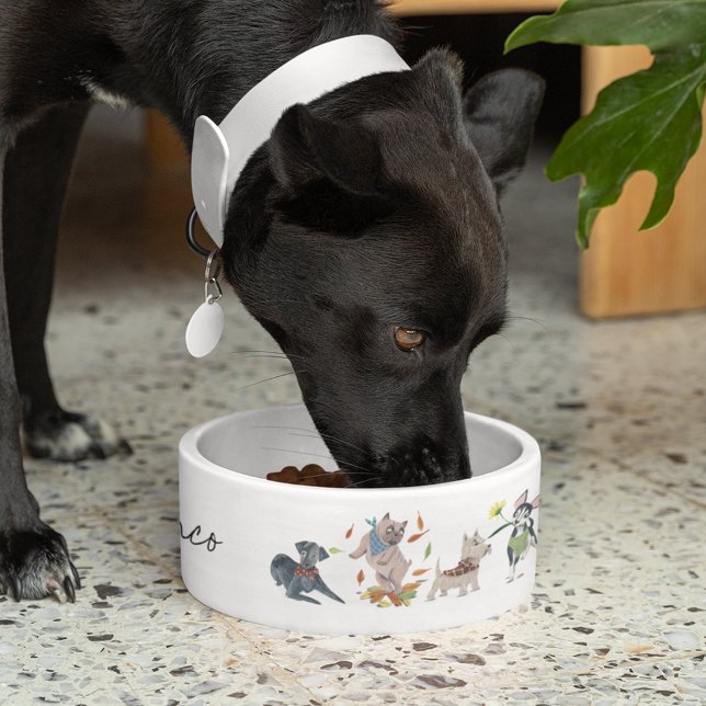 Niedliche Hunde individuelle Name Napf (Cute dogs pet custom name bowl)