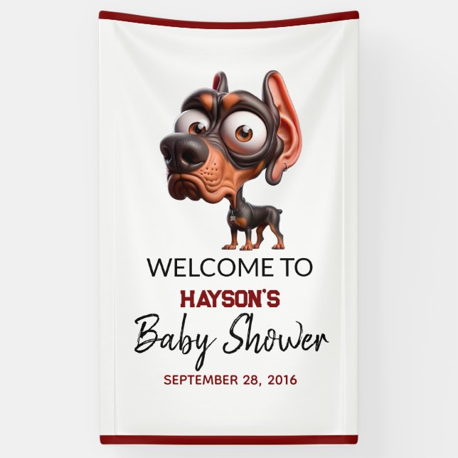 Niedliche Hunde-Karikaturen Kinderdusche für Junge Banner (Vertikal)