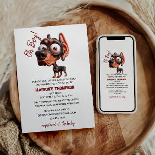 Niedliche Hunde-Karikaturen Kinderdusche für Junge Einladung