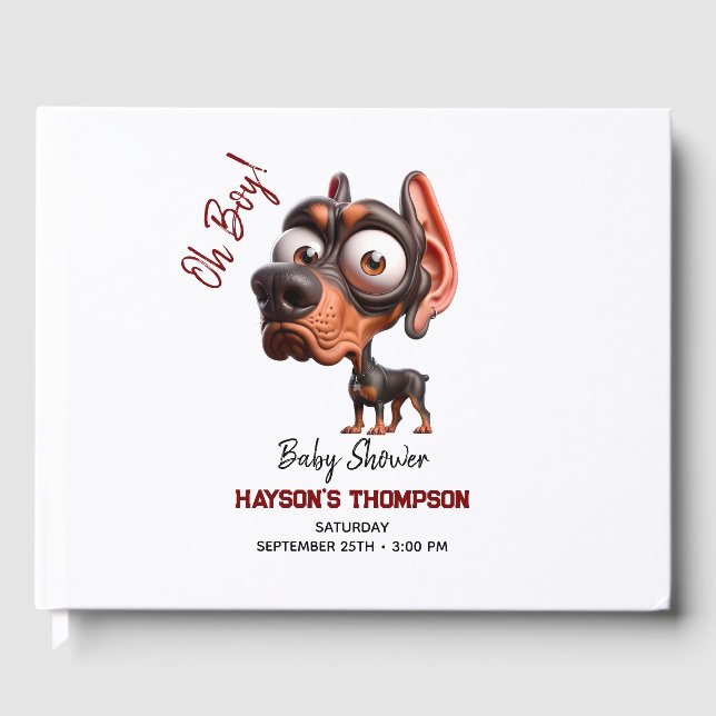 Niedliche Hunde-Karikaturen Kinderdusche für Junge Gästebuch (Vorderseite)