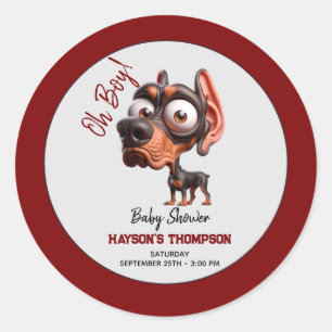 Niedliche Hunde-Karikaturen Kinderdusche für Junge Runder Aufkleber