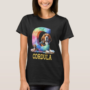 Niedliche Hunde Letter Cordula Name Rainbow Dog T-Shirt