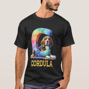 Niedliche Hunde Letter Cordula Name Rainbow Dog T-Shirt