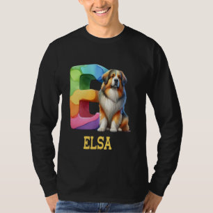 Niedliche Hunde Letter Elsa Name Rainbow Dog T-Shirt
