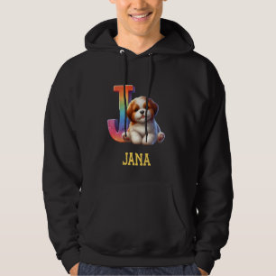 Niedliche Hunde Letter Jana Name Rainbow Dog Hoodie