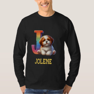 Niedliche Hunde Letter Jolene Name Rainbow Dog T-Shirt