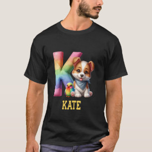 Niedliche Hunde Letter Kate Name Rainbow Dog T-Shirt