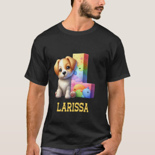 Niedliche Hunde Letter Larissa Name Rainbow Dog T-Shirt