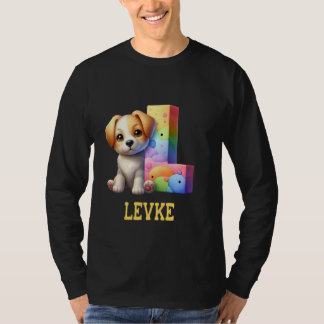 Niedliche Hunde Letter Levke Name Rainbow Dog T-Shirt