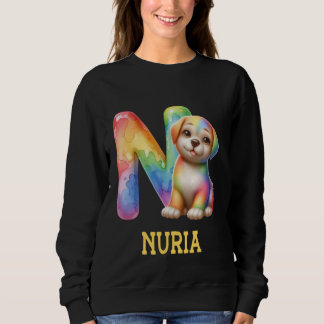 Niedliche Hunde Letter Nuria Name Rainbow Dog Sweatshirt