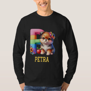Niedliche Hunde Letter Petra Name Rainbow Dog T-Shirt