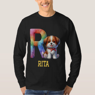 Niedliche Hunde Letter Rita Name Rainbow Dog T-Shirt