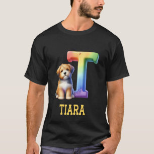 Niedliche Hunde Letter Tiara Name Rainbow Dog T-Shirt