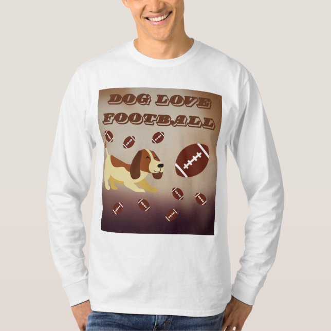 Niedliche Hunde Liebe Fußball spielen T-Shirt (Vorderseite)