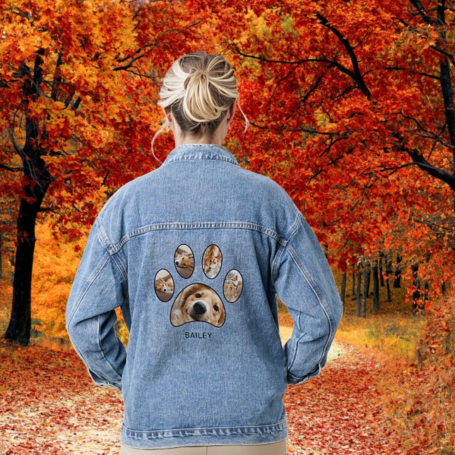 Niedliche Hunde Mama Haustier Foto Collage Persona Jeansjacke (Von Creator hochgeladen)
