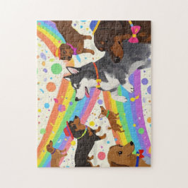Niedliche Hunde mit Regenbogen Puzzle