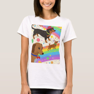 Niedliche Hunde mit Regenbogen T-Shirt