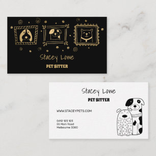 Niedliche Hunde mit Schwarz und Gold Sitter   Dog  Visitenkarte