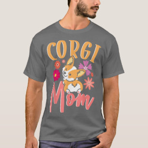 Niedliche Hunde Mum Dog Friend Blume Corgi Mama T T-Shirt