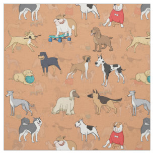 Niedliche Hunde Muster Design Orange Stoff